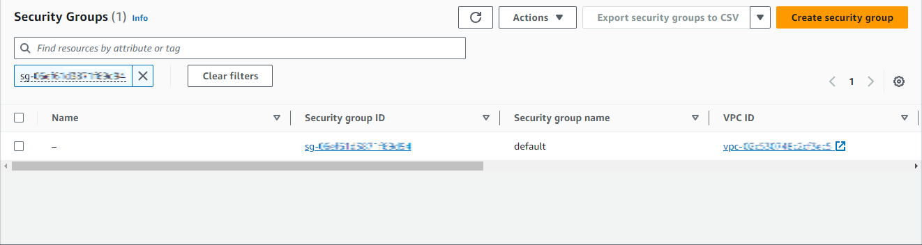 圖片：Amazon DocumentDB 安全群組清單