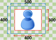 Blue 3D figure resembling a snowman or stacked spheres centered in a square frame.