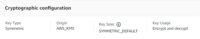 對稱加密 KMS 金鑰的 Cryptographic configuration (密碼編譯組態) 索引標籤