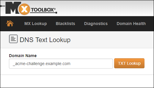 MXToolbox TXT 記錄查詢。