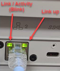 Snowcone 設備上的指示燈指示鏈接/活動並鏈接。