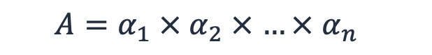 方程的圖片。A = α 1 X α 2 X... X α n 下標資料 >